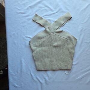 Babaton Cream Ribbed Backless Tank Top